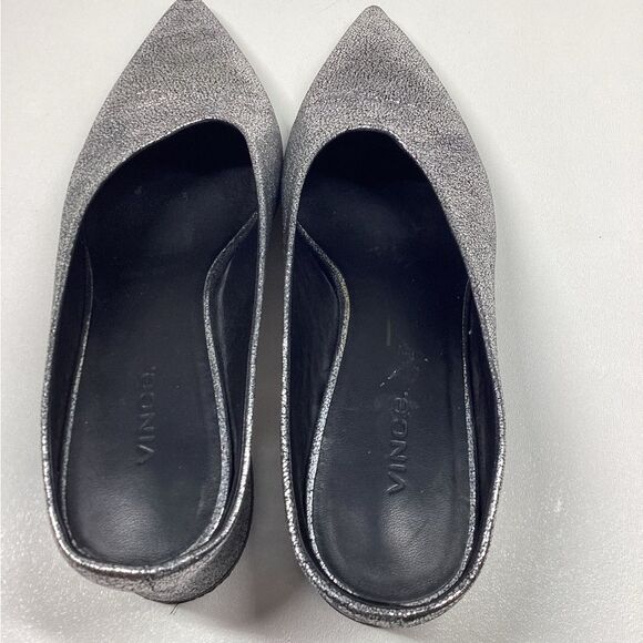 Vince Ralston Silver Metallic Leather Mules Size 8 - Picture 7 of 15